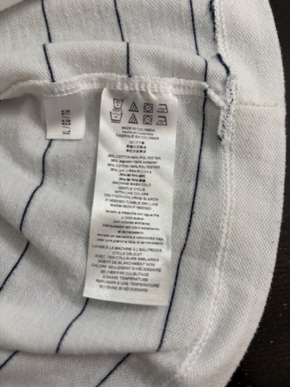 Michael Kors White Blue Striped Two Button Polo Shirt Contrast Collar Men's XL - Picture 5 of 5